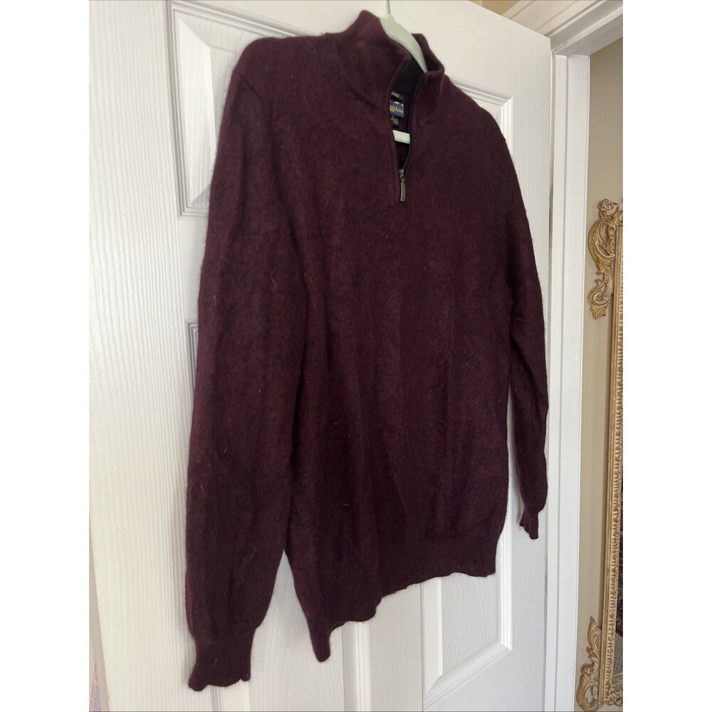 Club Room Cashmere Burgundy 1/3 Zip Turtleneck Pullover Size:L